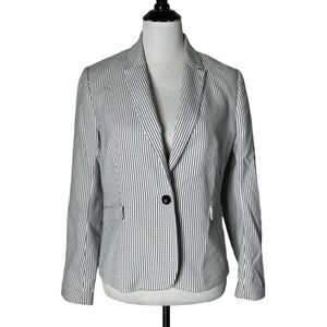 Reiss Monochrome Minimalist Blazer Women Size L One‎ Button Suit Jacket Office